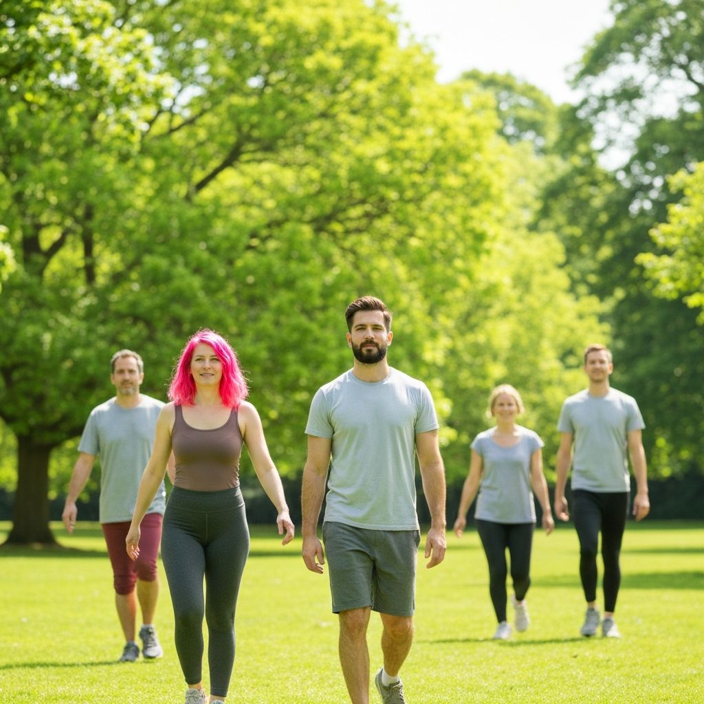 People in outdoor movement and activity